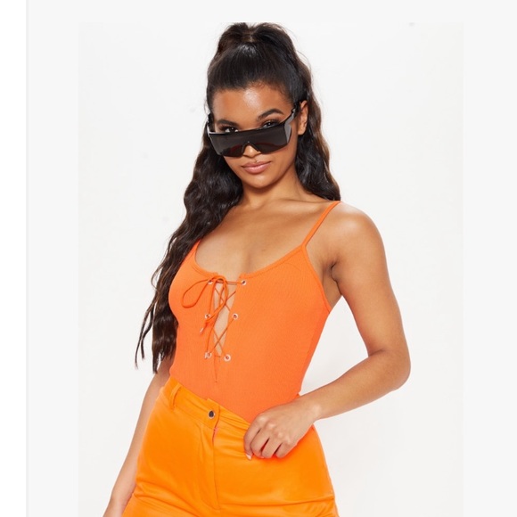 PrettyLittleThing Other - PRETTY LITTLE THING orange lace up bodysuit